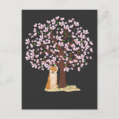 Carte Postale Cerisier Shiba Inu Chien Japonais Sakura Tree (Devant)