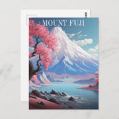Carte Postale Cerisiers en fleurs du mont Fuji Voyage rétro (Devant / Derrière)