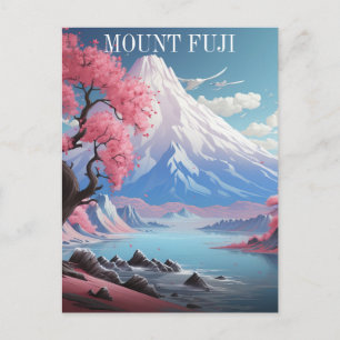 Carte Postale Cerisiers en fleurs du mont Fuji Voyage Rétro