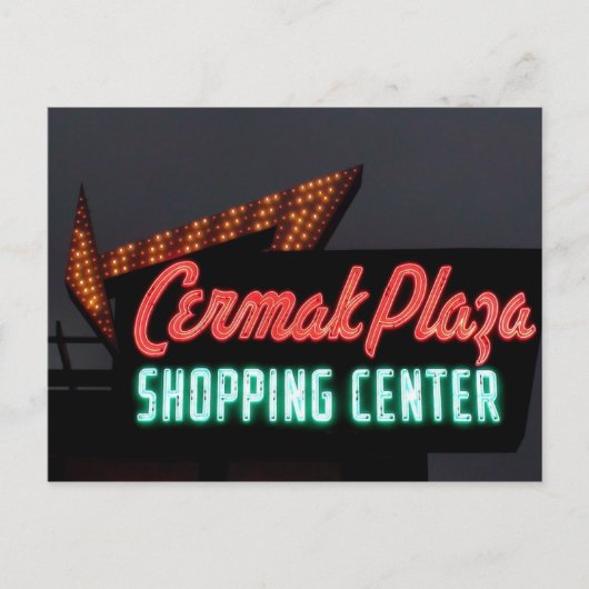 Carte Postale Cermak Plaza, Neon Connectez-Vous À Berwyn Il. (Devant)