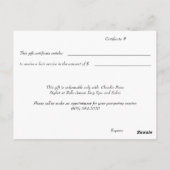 Carte postale Certificat cadeau (Dos)