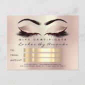 Carte Postale Certificat cadeau Cosmetologue maquillage Lash ros (Devant)
