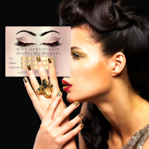 Carte Postale Certificat cadeau Cosmetologue maquillage Lash ros
