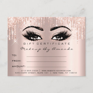 Carte Postale Certificat cadeau Eyelashes Confetti Maquillage Gl