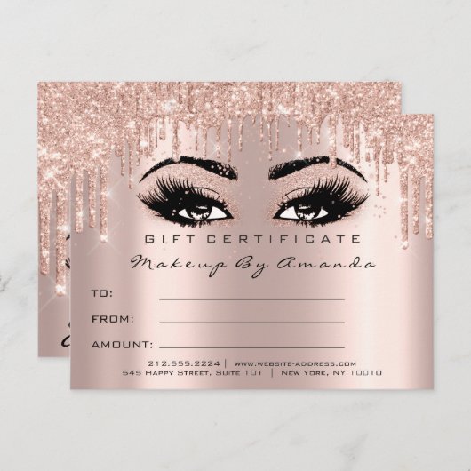 Carte Postale Certificat cadeau Eyelashes Confetti Maquillage Gl (Devant / Derrière)