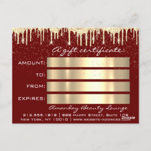 Carte Postale Certificat cadeau Gold Dridays Fêtes Noël Rouge