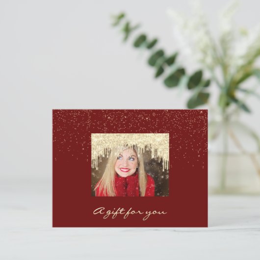 Carte Postale Certificat cadeau Gold Dridays Fêtes Noël Rouge (Debout devant)