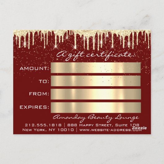 Carte Postale Certificat cadeau Gold Dridays Fêtes Noël Rouge (Dos)