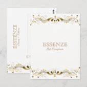 Carte Postale Certificat cadeau Gold On & White Floral Lace (Devant / Derrière)
