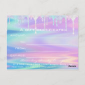 Carte Postale Certificat cadeau Holographe Unicorn Pink Logo (Dos)