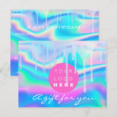 Carte Postale Certificat cadeau Holographe Unicorn Rainbow Logo (Devant / Derrière)