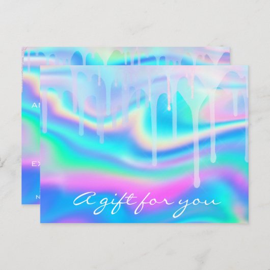 Carte Postale Certificat cadeau Holographe Unicorn Rainbow Pink (Devant / Derrière)