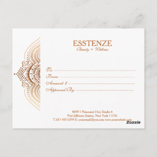 Carte Postale Certificat cadeau rose-Gold Lace