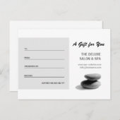 Carte Postale Certificat cadeau spa Stones (Devant / Derrière)