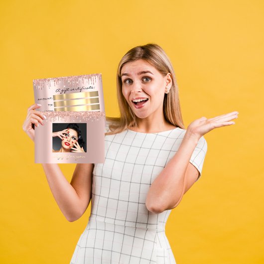 Carte Postale Certificat cadeau Vacances Beauté Rose Parties sci