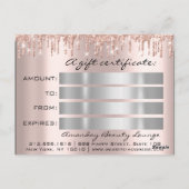 Carte Postale Certificat cadeau Vacances Beauty Rose Maquillage (Dos)