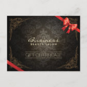 Carte Postale Certificat cadeau vintage Damask Red Ribbon (Devant)