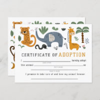 Certificat d'adoption animale Deux enfants sauvage