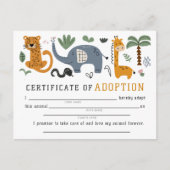 Carte Postale Certificat d'adoption animale Deux enfants sauvage (Devant)