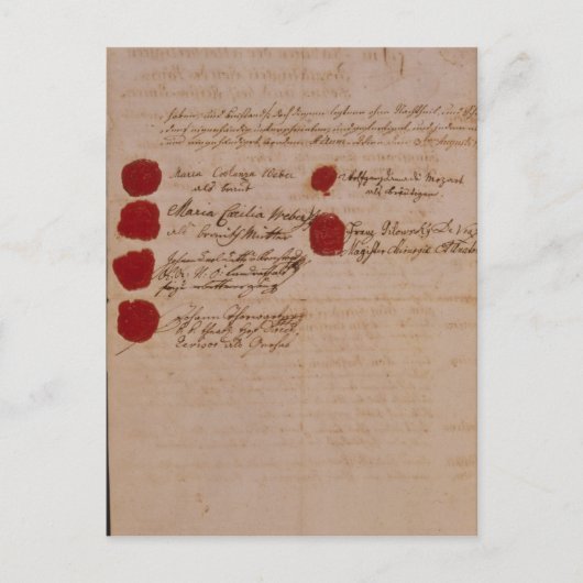 Carte Postale Certificat de mariage de Wolfgang, Mozart et Weber (Devant)