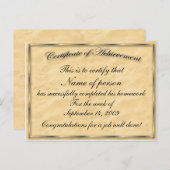 Carte Postale Certificat de Modèle de réussite (Devant / Derrière)