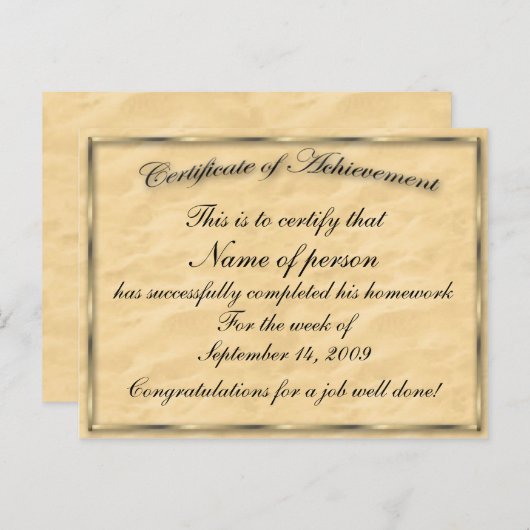 Carte Postale Certificat de Modèle de réussite (Devant / Derrière)