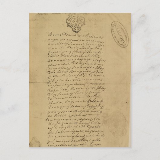 Carte Postale Certificat de naissance de Napoléon, 1769 (Devant)