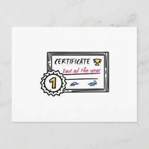 Carte Postale Certificat de papa de l'année Prix de la fête des 
