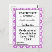 Carte Postale Certificat de surpenseur professionnel (Devant / Derrière)