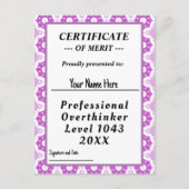 Carte Postale Certificat de surpenseur professionnel (Devant)