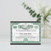 Carte Postale Certificat Stock Pennsylvania Railroad CUSTOM (Debout devant)