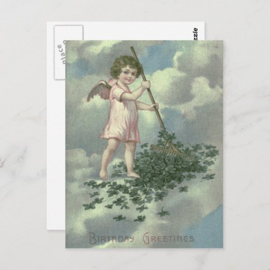 Carte Postale Cerub Angel Four Leaf Clover Rake (Devant / Derrière)