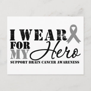 Carte Postale Cerveau Cancer Hero Gris Ribbon