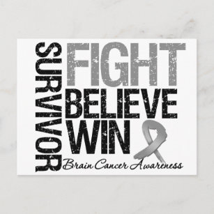 Carte Postale Cerveau Cancer Survivant combat croire Win Motto