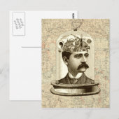 Carte Postale Cerveau Cool en ébénisterie de Steampunk (Devant / Derrière)