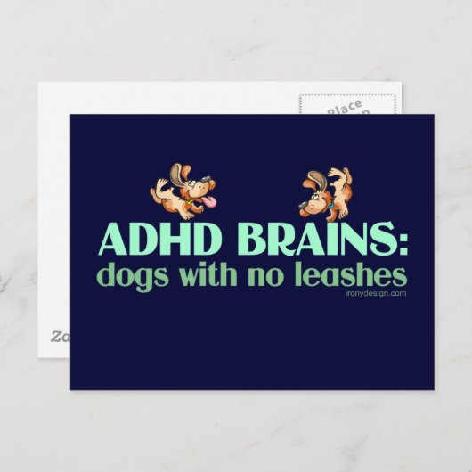 CARTE POSTALE CERVEAUX ADHD (Devant / Derrière)