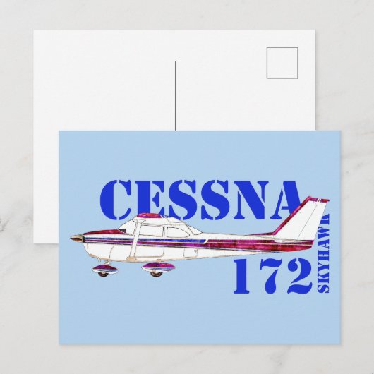 Carte Postale Cessna 172 Skyhawk Illustration Gras Texte Concept (Devant / Derrière)