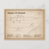 Carte Postale Cessna 172 Skyhawk - Plan directeur de l'avion SD (Devant)