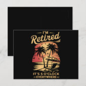 Carte Postale C'est 5 heures partout où je suis retraité été (Devant / Derrière)