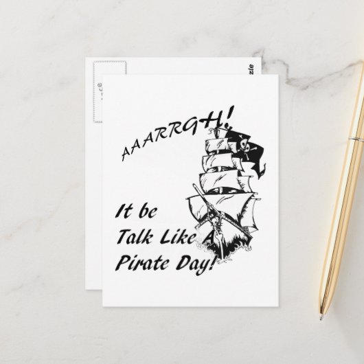 Carte Postale C'est la Journée internationale de la langue pirat (Devant/Arrière en situation)