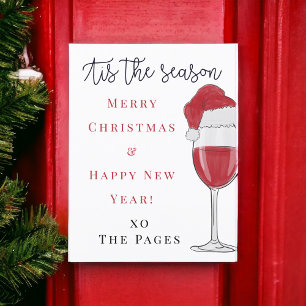 Carte Postale C'est la saison Noël / Verre à vin Chapeau de Père