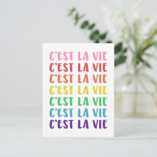 Carte Postale C'est La Vie French Dire en arc-en-ciel (Debout devant)