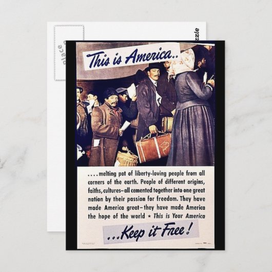 Carte Postale C'Est L'Amérique Qui La Garde Libre ! (Devant / Derrière)