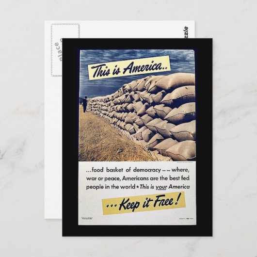 Carte Postale C'Est L'Amérique Qui La Garde Libre ! (Devant / Derrière)