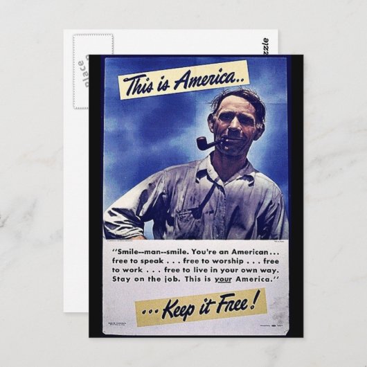 Carte Postale C'Est L'Amérique Qui La Garde Libre ! (Devant / Derrière)