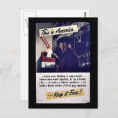 Carte Postale C'Est L'Amérique Qui La Garde Libre ! (Devant / Derrière)