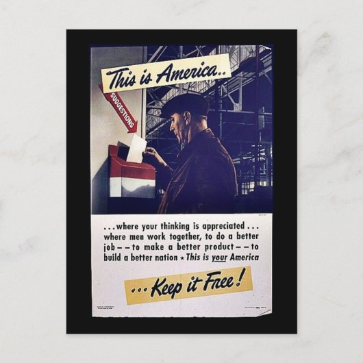 Carte Postale C'Est L'Amérique Qui La Garde Libre ! (Devant)