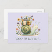 Carte Postale C'est l'anniversaire de l'escargot avec cadeau (Devant / Derrière)