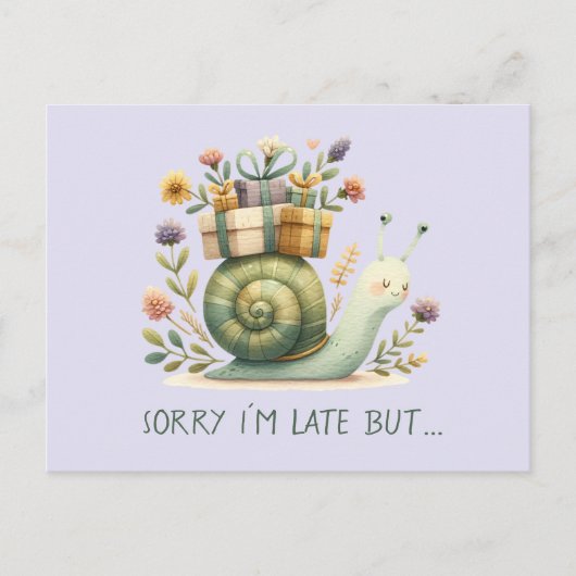 Carte Postale C'est l'anniversaire de l'escargot avec cadeau (Devant)