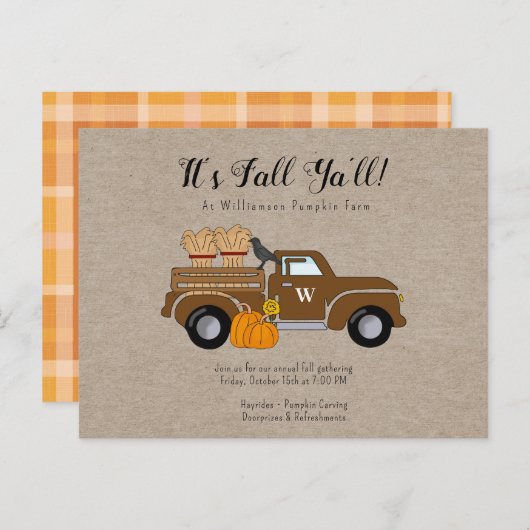 Carte Postale C'est l'automne Ya'll Kraft Automne Party Invitati (Devant / Derrière)